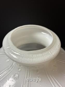 Vintage White Glass Lamp Shade with Embossed Floral Design, 10 in Dia