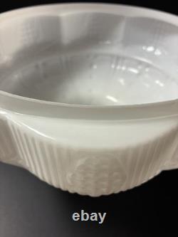 Vintage White Glass Lamp Shade with Embossed Floral Design, 10 in Dia