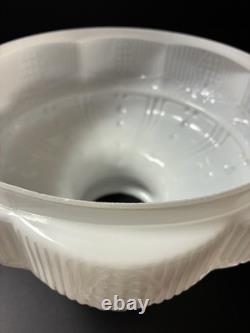 Vintage White Glass Lamp Shade with Embossed Floral Design, 10 in Dia
