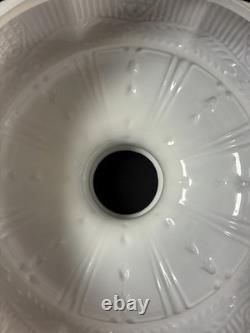 Vintage White Glass Lamp Shade with Embossed Floral Design, 10 in Dia
