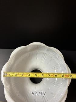 Vintage White Glass Lamp Shade with Embossed Floral Design, 10 in Dia