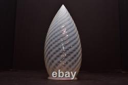 Vintage White Opalescent Swirl Teardrop Bullet Glass Lamp Light Shade 8 1/4