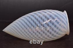 Vintage White Opalescent Swirl Teardrop Bullet Glass Lamp Light Shade 8 1/4