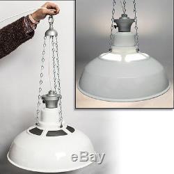 Vintage White SAAFLUX Light Fitting Enamel Metal BENJAMIN Lamp Shade Loft Ready