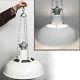 Vintage White Saaflux Light Fitting Enamel Metal Benjamin Lamp Shade Loft Ready