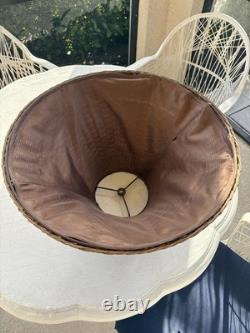 Vintage Wicker Silk Lined lampshade 1940s Original