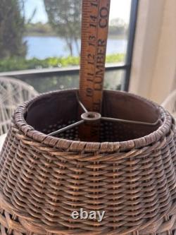 Vintage Wicker Silk Lined lampshade 1940s Original