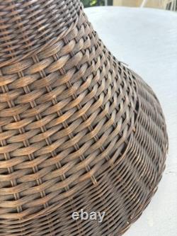 Vintage Wicker Silk Lined lampshade 1940s Original