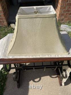 Vintage Wildwood Large 18 Silk Shantung Bow Lampshade Rectangular Bell Cream