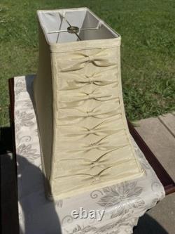 Vintage Wildwood Large 18 Silk Shantung Bow Lampshade Rectangular Bell Cream