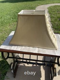 Vintage Wildwood Large 18 Silk Shantung Bow Lampshade Rectangular Bell Cream