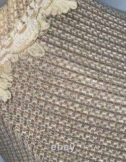 Vintage Woven Large Bell Empire Lamp Shade Fabric Brown Beige Cream Luxury Home