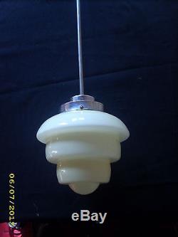 Vintage art deco Ceiling lamp 1920/30. Creme opaline glass! Original