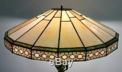 Vintage art deco stained glass large lamp shade makers mark gorgeous