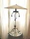 Vintage Art Deco Table Lamp Shade Accent Lamp 21l, 21w, 25h With Glass &metal