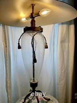 Vintage art deco table lamp shade accent lamp 21L, 21W, 25H with glass &metal