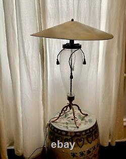 Vintage art deco table lamp shade accent lamp 21L, 21W, 25H with glass &metal