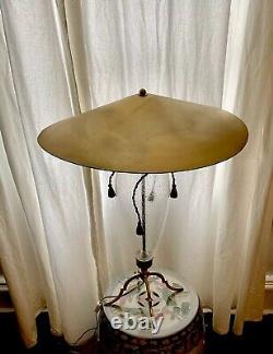 Vintage art deco table lamp shade accent lamp 21L, 21W, 25H with glass &metal