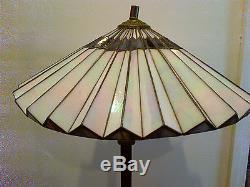 Vintage arts and crafts style leaded slag glass lampshade