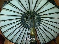 Vintage arts and crafts style leaded slag glass lampshade