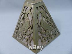 Vintage or Antique Arts and Crafts Pierced Bird Overlay Mica Lamp Shade
