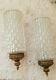 Vintage Pair Glass Cylinder Pendant Swag Lamp Light Shades Hollywood Regency Mcm
