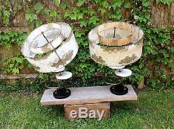 Vintage pair MAJESTIC lamps Original cloud Shades MID CENTURY MODERN RETRO 50s
