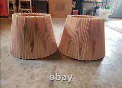 Vintage pair of Stiffel pleated lamp shades 18x13 Tall MCM