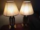 Vintage Pair Of Heavy Brass Lamps With Shades