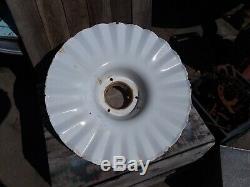Vintage porcelain rippled edges gas station lamp shade fixture