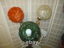Vintage tall mid century 3 lucite globe shade table lamp