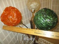 Vintage tall mid century 3 lucite globe shade table lamp