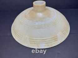 Vintage torchiere lamp shade 16 Embossed Milk Glass Beige Brushed Pattern