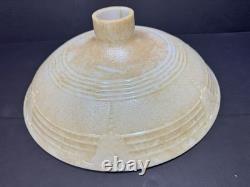 Vintage torchiere lamp shade 16 Embossed Milk Glass Beige Brushed Pattern