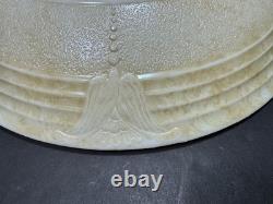 Vintage torchiere lamp shade 16 Embossed Milk Glass Beige Brushed Pattern