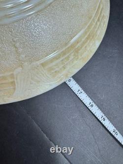 Vintage torchiere lamp shade 16 Embossed Milk Glass Beige Brushed Pattern