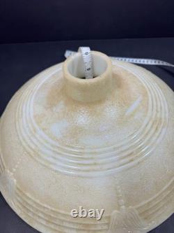 Vintage torchiere lamp shade 16 Embossed Milk Glass Beige Brushed Pattern