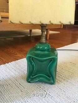 Vintage vanity lamps Green ceramic fiberglass shades 40s 50s Mid century Atomic