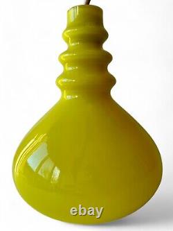 Vintage yellow opaline glass pendant light lamp shade SWEDEN 1960's EVC