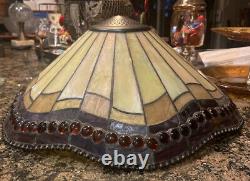 Vtg 17 inch Tiffany Style Stained Glass Lamp Shade Hanging Table
