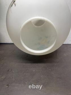 Vtg 1900s WHITE Hand Painted Rose Flowers GWTW Glass 10 Lamp Light Shade