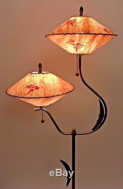 Vtg 1940s/50s Atomic MAJESTIC Retro MID CENTURY Modern Floor LAMP withdual SHADES