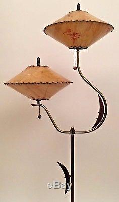 Vtg 1940s/50s Atomic MAJESTIC Retro MID CENTURY Modern Floor LAMP withdual SHADES