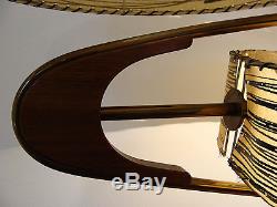 Vtg 1950's Majestic Z Zigzag Boomerang Table Lamp With Original Fiberglass Shades