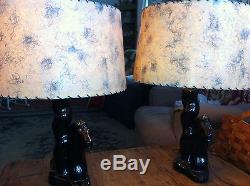 Vtg 1950's Mint Horse Equestrian Table Lamps pair- WithFiberglass Shade