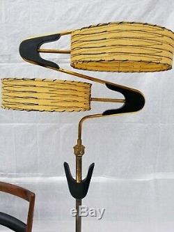 Vtg 1950s Retro ATOMIC Mcm Z Majestic Luxcraft Floor LAMP Fiberglass SHADES