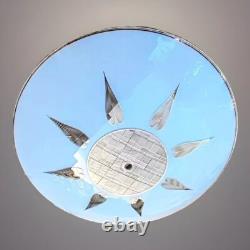 Vtg 1960's-70's MCM Retro Geometric 3D Prismatic Holograph Glass Light Fixture