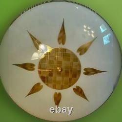 Vtg 1960's-70's MCM Retro Geometric 3D Prismatic Holograph Glass Light Fixture