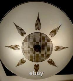 Vtg 1960's-70's MCM Retro Geometric 3D Prismatic Holograph Glass Light Fixture