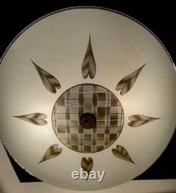 Vtg 1960's-70's MCM Retro Geometric 3D Prismatic Holograph Glass Light Fixture